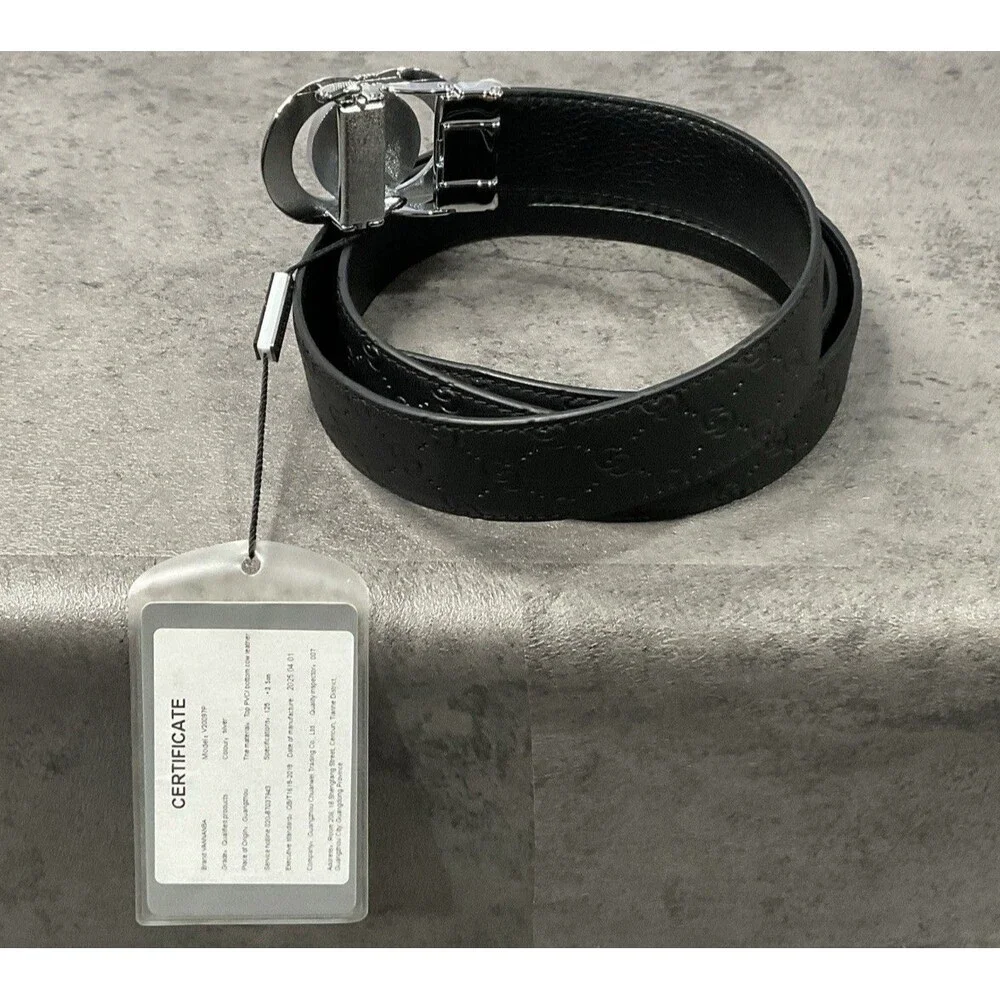 Vannanba Men’s Ratchet Leather Belt With Automatic Buckle Alloy